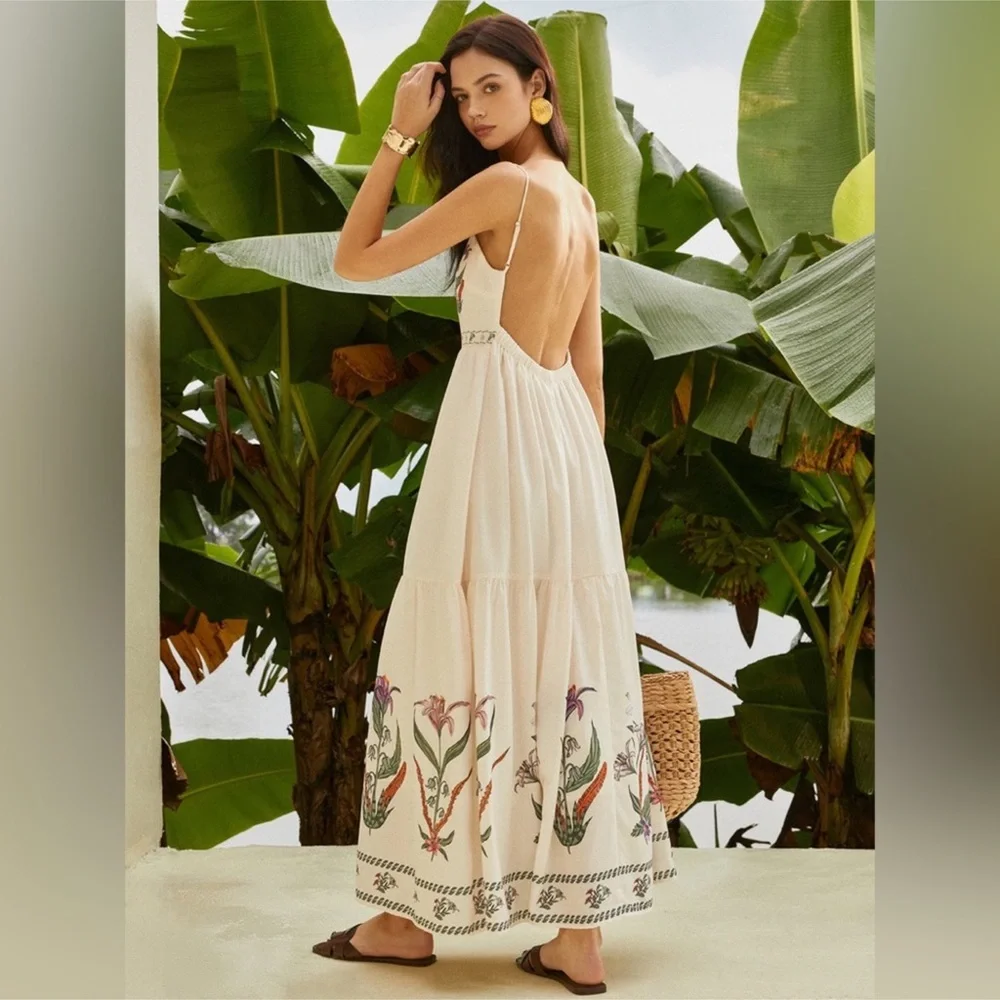 Commense Backless Pleated Floral Dress size M - Picture 1 of 6